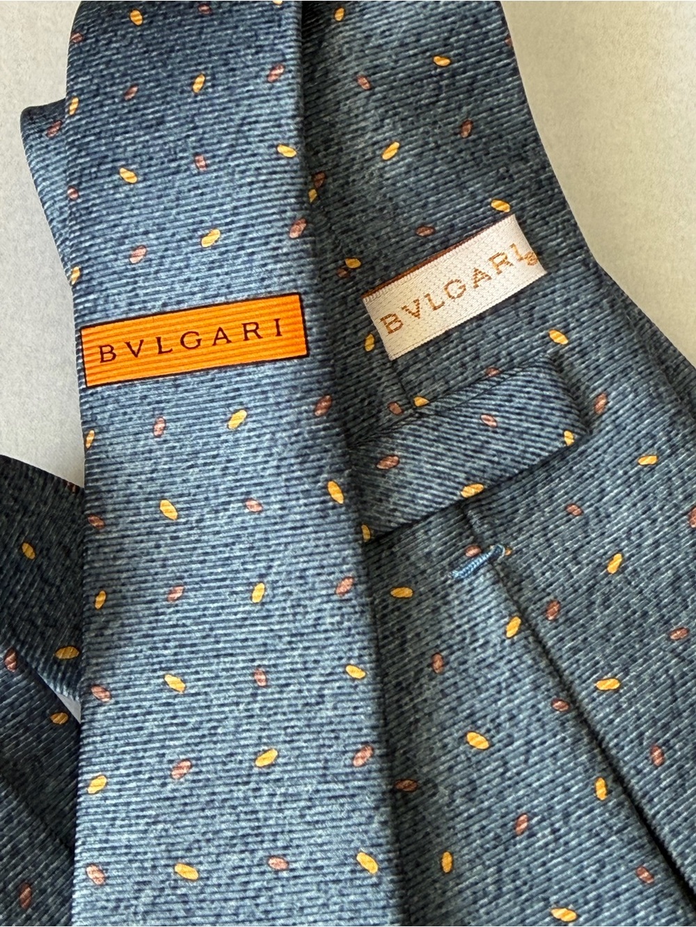 Bvlgari Blue Patterned Silk Tie